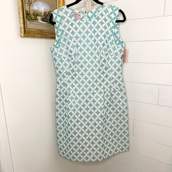 Phoebe Couture Sleeveless Drop Waist Pleat Jacquard Sheath Dress NWT Size 12 - Picture 1 of 7